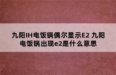 九阳IH电饭锅偶尔显示E2 九阳电饭锅出现e2是什么意思